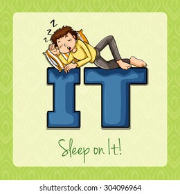 Man sleeping on it illustration