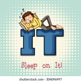 Man sleeping on IT illustration
