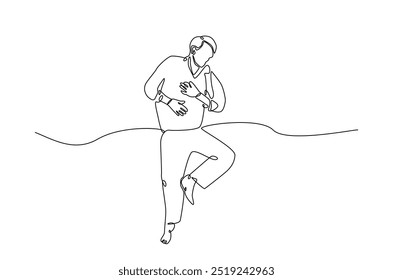 Hombre durmiendo en la cama de la almohada continua una línea de dibujo. Hombre durmiente en ilustración de arte de una sola línea. Vector editable.  