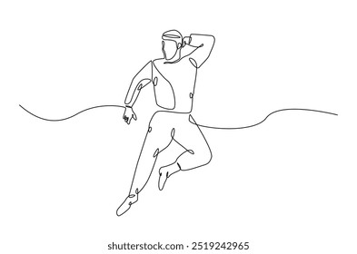 Hombre durmiendo en la cama de la almohada continua una línea de dibujo. Hombre durmiente en ilustración de arte de una sola línea. Vector editable.  