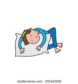Man sleeping on pillow cartoon