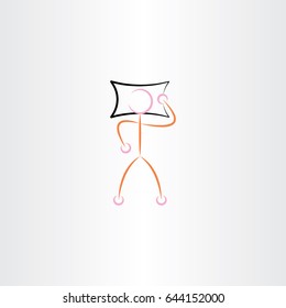 man sleeping on pillow vector illustration design