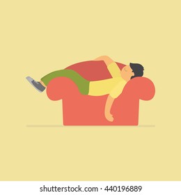 Man Sleeping On Sofa