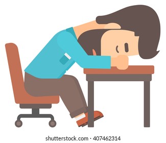 Man sleeping on table.