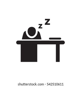 man sleeping on table icon illustration isolated vector sign symbol