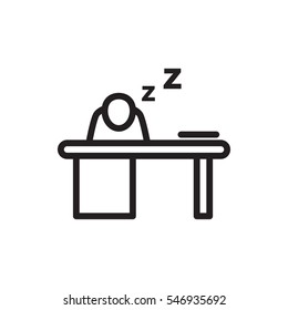 man sleeping on table icon illustration isolated vector sign symbol