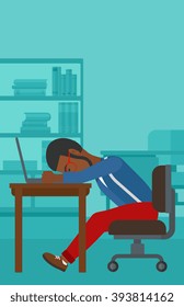 Man sleeping on workplace.