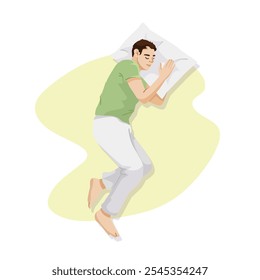 Man sleeping peacefully in a relaxed pose. Vector illustration