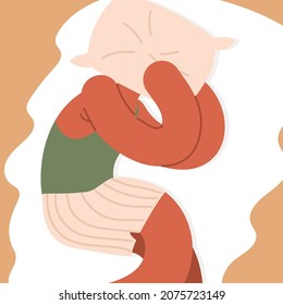 man sleeping with pillow on head cartoon