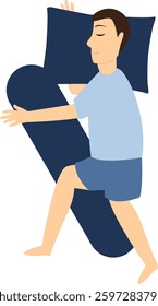 Man Sleeping Position Illustration. Flat Cartoon Vector Character.