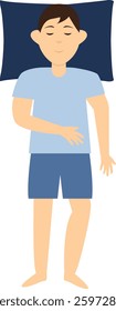 Man Sleeping Position Illustration. Flat Cartoon Vector Character.