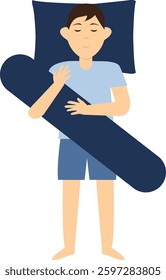 Man Sleeping Position Illustration. Flat Cartoon Vector Character.