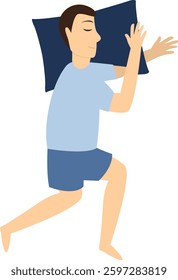Man Sleeping Position Illustration. Flat Cartoon Vector Character.