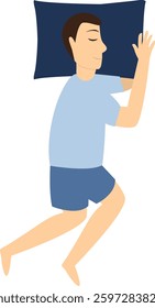 Man Sleeping Position Illustration. Flat Cartoon Vector Character.
