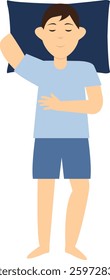 Man Sleeping Position Illustration. Flat Cartoon Vector Character.