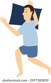 Man Sleeping Position Illustration. Flat Cartoon Vector Character.
