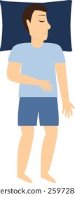 Man Sleeping Position Illustration. Flat Cartoon Vector Character.