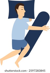Man Sleeping Position Illustration. Flat Cartoon Vector Character.