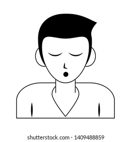 Man sleeping profile cartoon isolated vector illustration graphic design