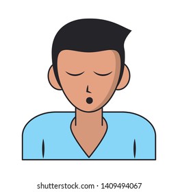 Man sleeping profile cartoon isolated vector illustration graphic design