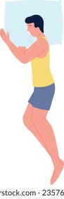 Man sleeping in side pose. Healthy sleep position