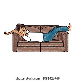 Man sleeping in sofa scribble