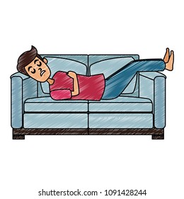 Man sleeping in sofa scribble