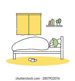 Un hombre durmiendo sórdido en la cama.