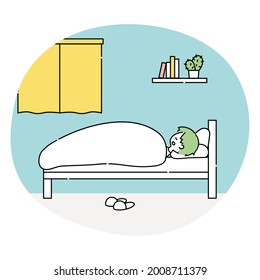 Un hombre durmiendo sórdido en la cama.
