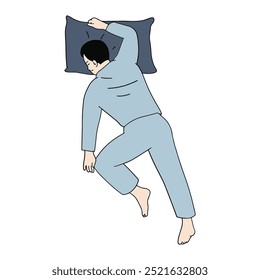 Man sleeping stomach position illustration vector