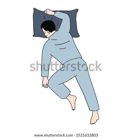 Man sleeping stomach position illustration vector