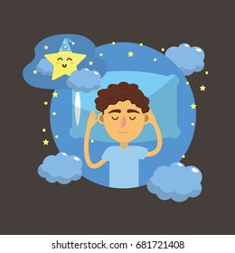 man sleeping and taking good night