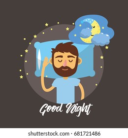 man sleeping and taking good night
