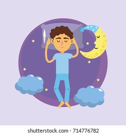 man sleeping and taking good night