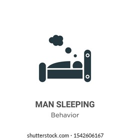 Man sleeping vector icon on white background. Flat vector man sleeping icon symbol sign from modern behavior collection for mobile concept and web apps design.
