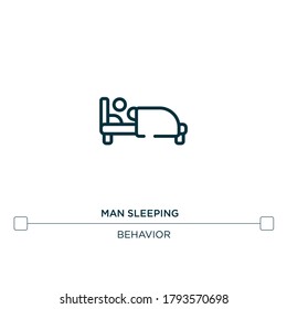 man sleeping vector line icon. Simple element illustration. man sleeping outline icon from behavior concept. Can be used for web and mobile
