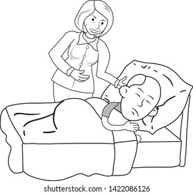 man sleeping wife calling him to woke up