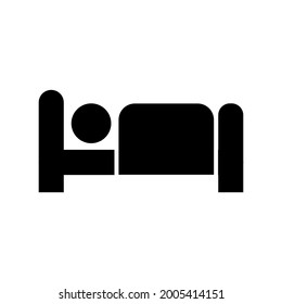 Man sleeps on bed icon People in motion active lifestyle sign