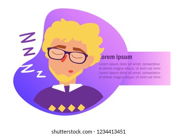Man sleeps Vector. Cartoon. Isolated art on white background. Flat