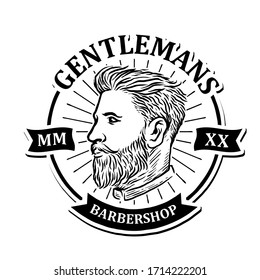 Man With Slicked Back Hair Cut For Barbershop Logo Vector