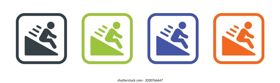 Man Slide On Slope Icon Isolated On White Background.