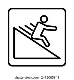 Man Slide on Slope Icon Linear Logo Marke in Schwarz-Weiß