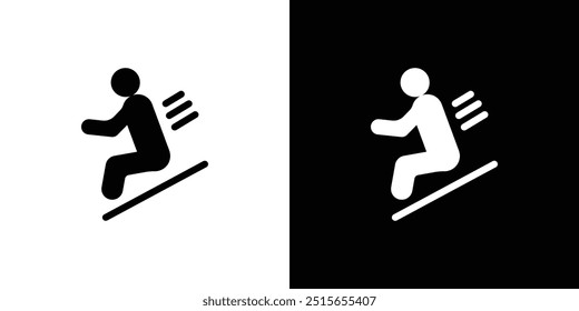 Hombre diapositiva en pendiente icono logo conjunto Vector