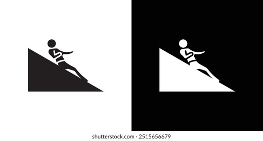 Mann Folie auf Neigung Symbol Dünne Linie flache Illustration