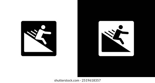 Man slide on slope icon linear logo isolated