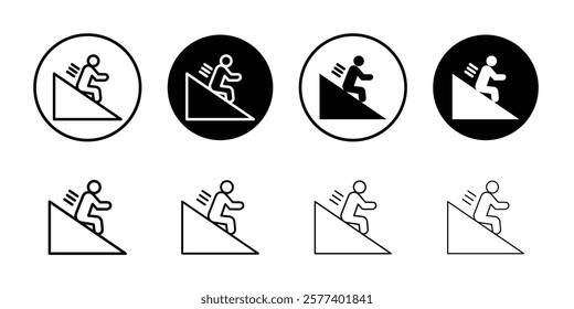 Man slide on slope icon Vector logo set flat