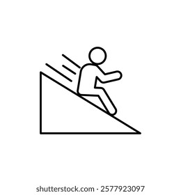 Man slide on slope icon Flat illustration sign