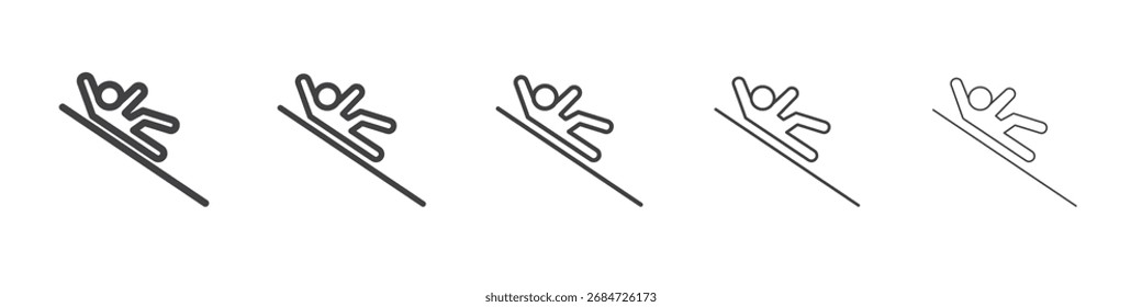 Hombre diapositiva en el icono de pendiente Símbolo de ilustración de gráficos de línea