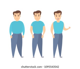 Man slimming set. From fat to thin.