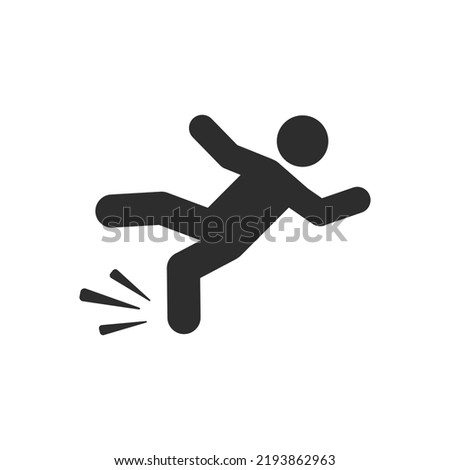 A man slips icon. Falling. Monochrome black and white symbol